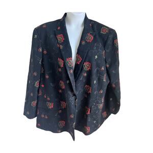 Vintage Oscar by Oscar‎ de la Renta 24W Wool Floral Jacket Artsy Maximalist